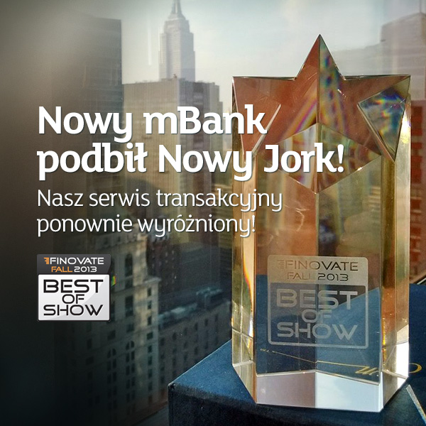 mBank doceniony na forum międzynarodowym – Best of Show na Finovate
