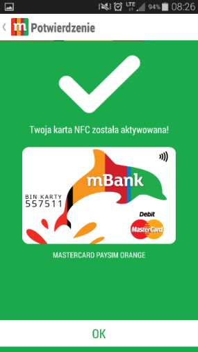 NFC w telefonie - mBank
