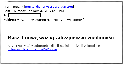 Fałszywe maile z wiadomością dotyczącą zabezpieczeń