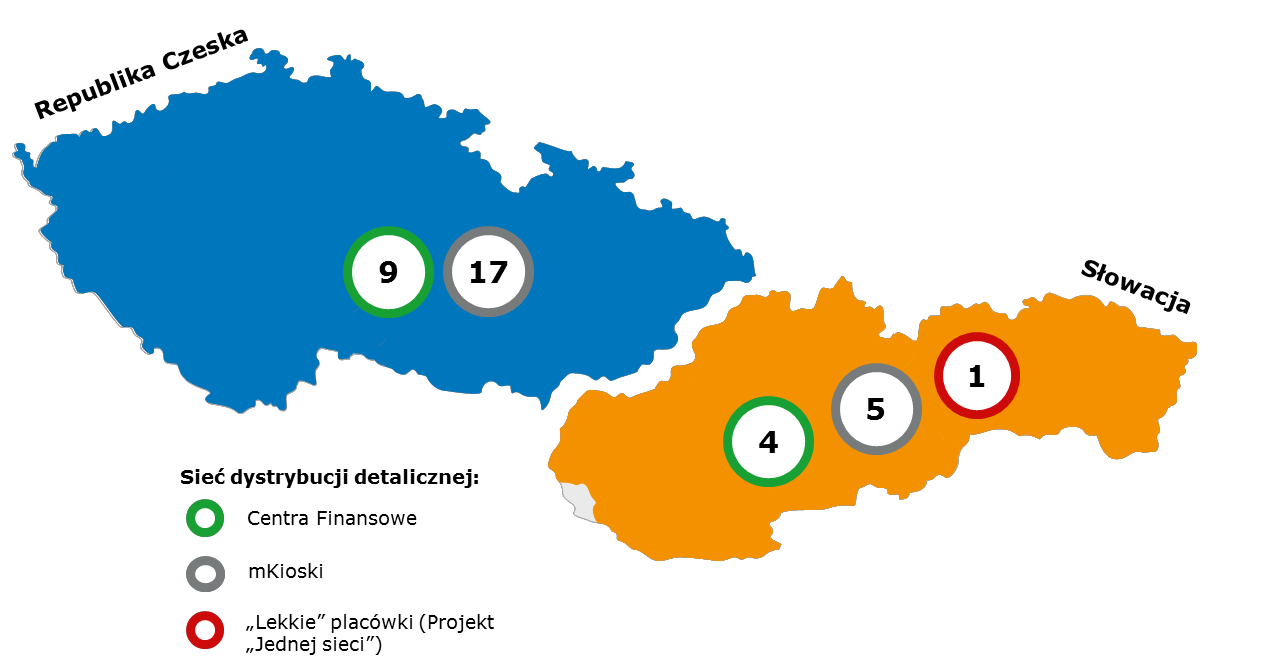 Obrazek - Mapa Republika Czeska i Słowacja z rozmieszczeniem sieci dystrybucji