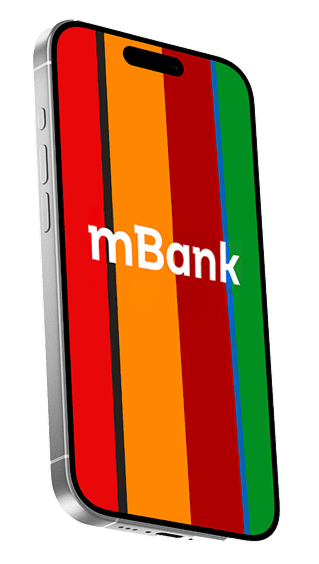 Zdjęcie przedstawia telefon na ekranie którego widnieje logo mBanku
