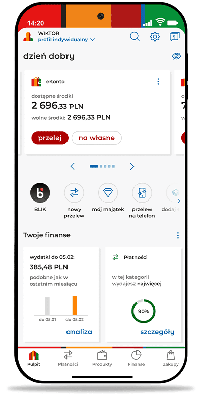 Jak odebrać przelew BLIK - ekran aplikacji