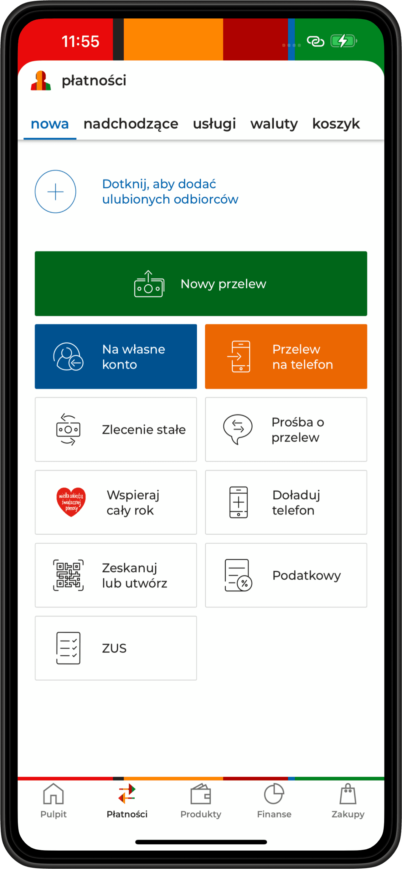 ekran "płatności" w aplikacji mobilnej