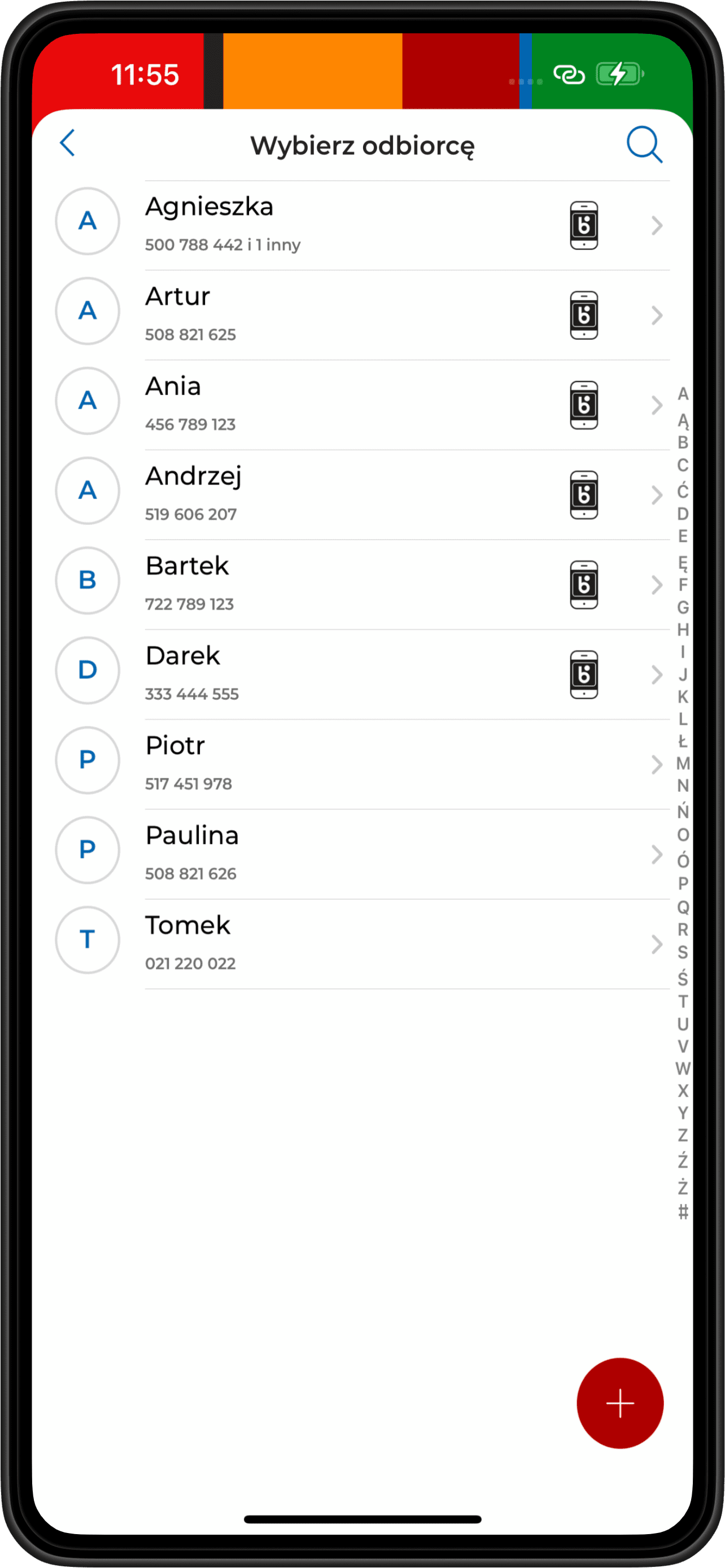 ekran aplikacji mobilnej